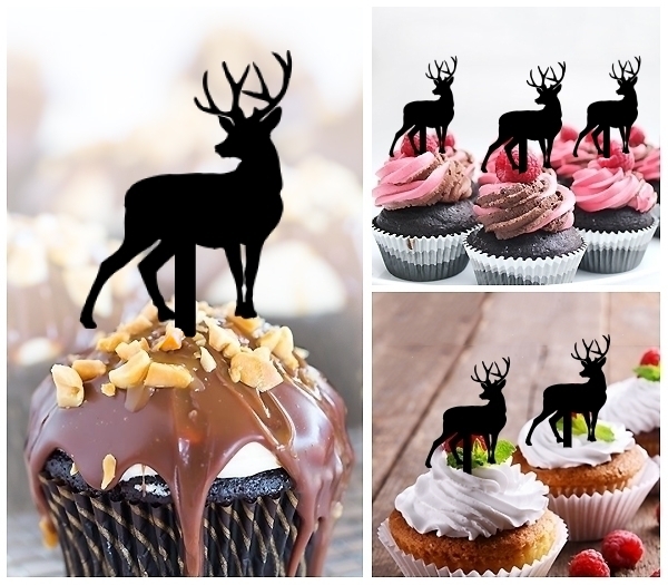 Laser Cut Deer Reindeer cupcake topper