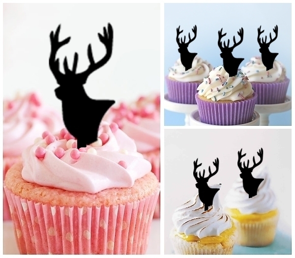 Laser Cut Stag Deer Head cupcake topper