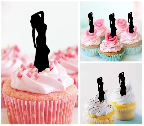 Laser Cut Model Woman cupcake topper