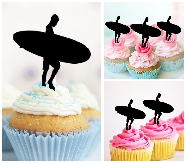 Laser Cut Surfboard Man cupcake topper