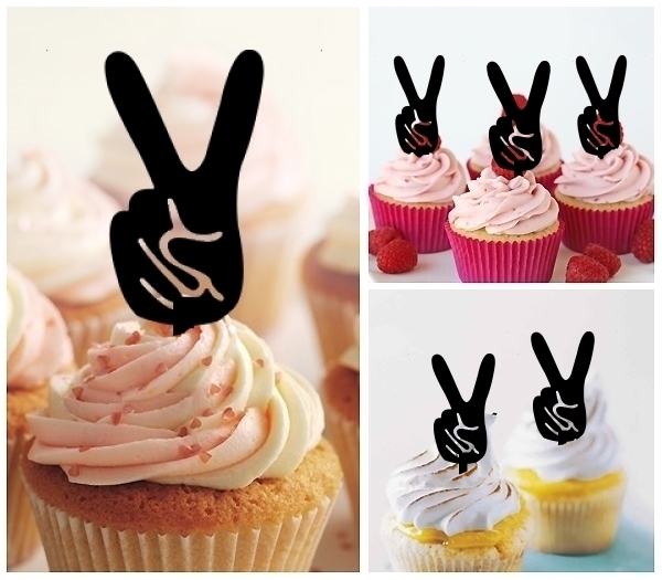 Laser Cut V Sign cupcake topper