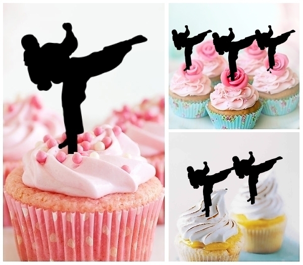 Laser Cut Karate Kick cupcake topper