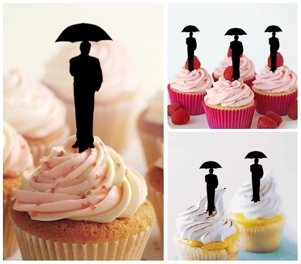 Laser Cut Umbrella Man cupcake topper