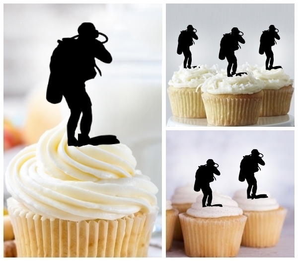 Laser Cut Standing Diver cupcake topper