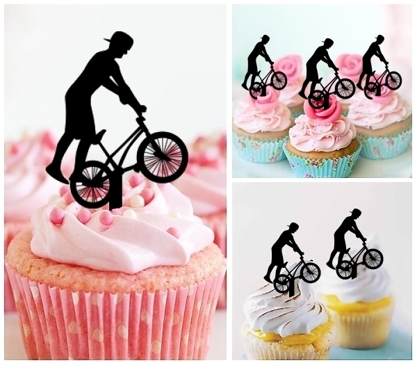 Laser Cut Bicycle Boy Extreme cupcake topper