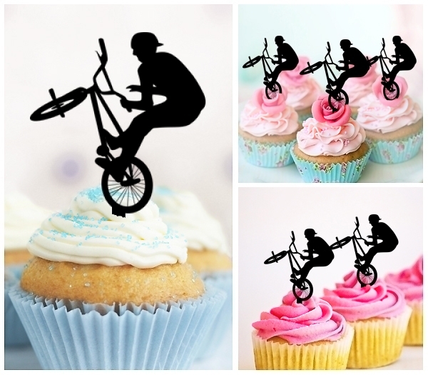 Laser Cut Bicycle Boy Extreme cupcake topper