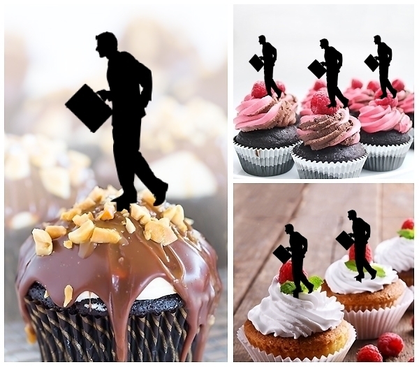 Laser Cut Business Man with a Bag cupcake topper