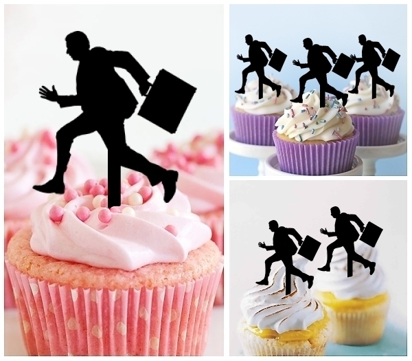 Laser Cut Business Man Running cupcake topper