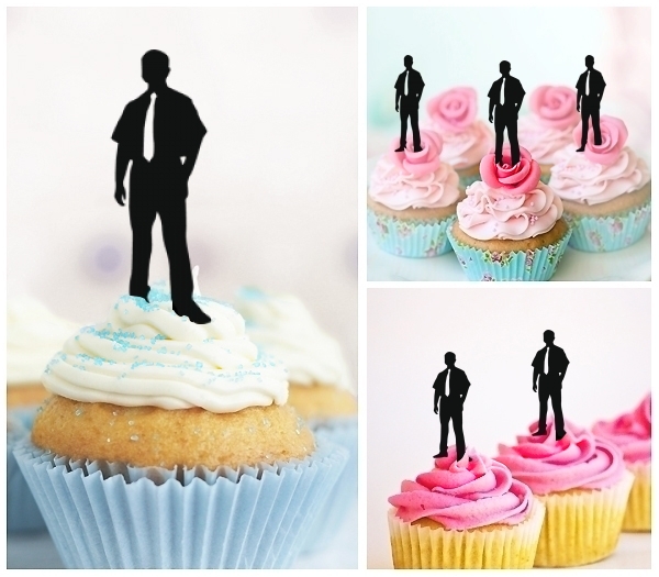 Laser Cut Business Man cupcake topper