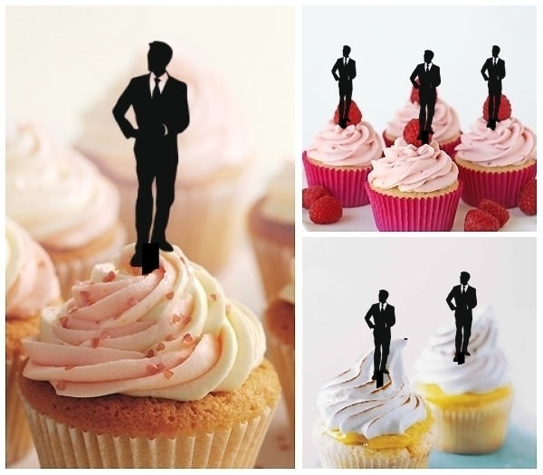 Laser Cut Business Man cupcake topper