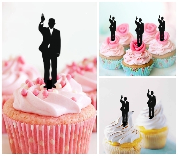 Laser Cut Business Man cupcake topper