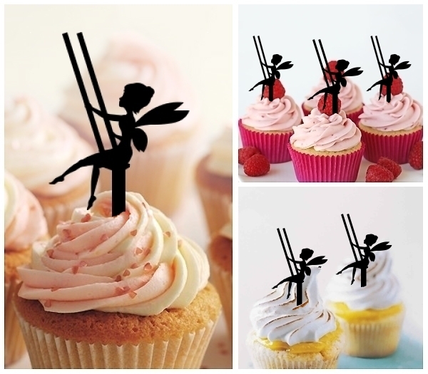 Laser Cut Fairy Tinkerbell and a Swinging Chair cupcake topper