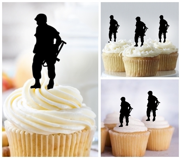 Laser Cut Soldier Military cupcake topper