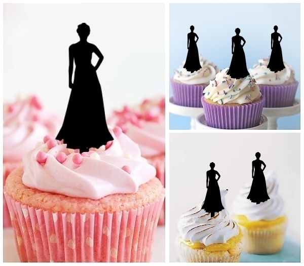 Laser Cut Model Lady Party Dress cupcake topper