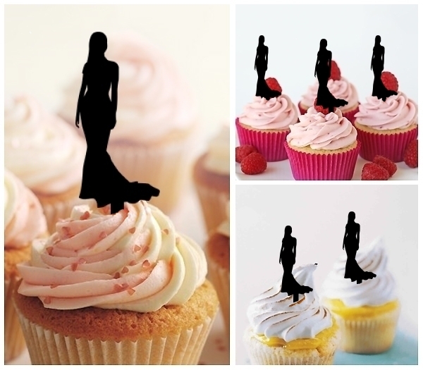 Laser Cut Model Lady Party Dress cupcake topper