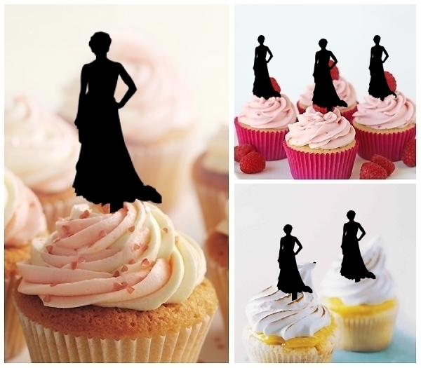 Laser Cut Model Lady Party Dress cupcake topper