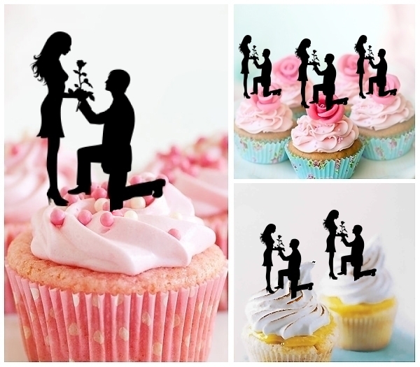 Laser Cut Marriage Proposal Romantic Moment cupcake topper