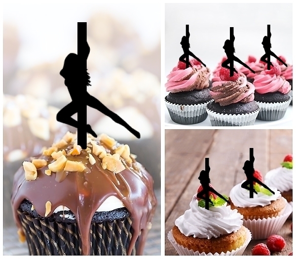 Laser Cut Sexy Girl Pole Dance cupcake topper