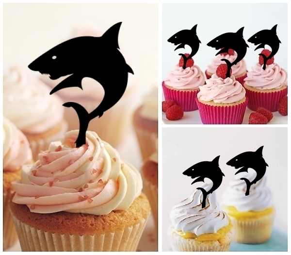 Laser Cut Great White Shark cupcake topper