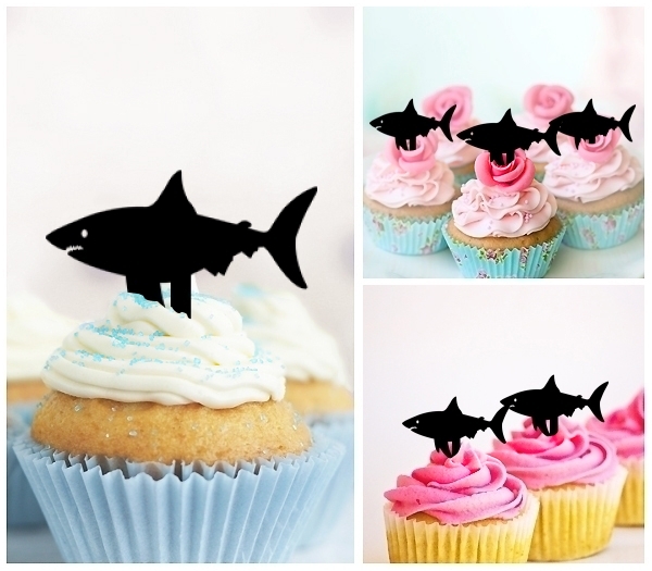 Laser Cut Great White Shark cupcake topper