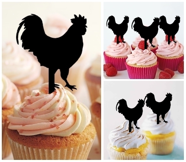 Laser Cut Chicken Rooster cupcake topper