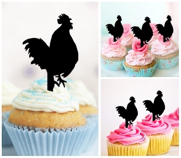 Laser Cut Chicken Rooster cupcake topper