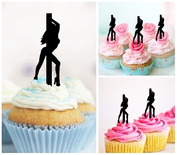 Laser Cut Sexy Pole Dance Girl cupcake topper