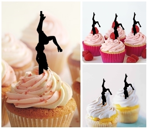 Laser Cut Sexy Pole Dance Girl cupcake topper