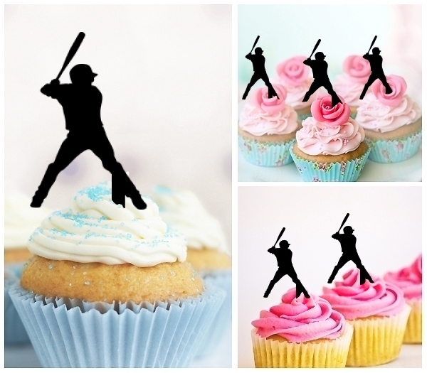 Laser Cut Baseball Player cupcake topper