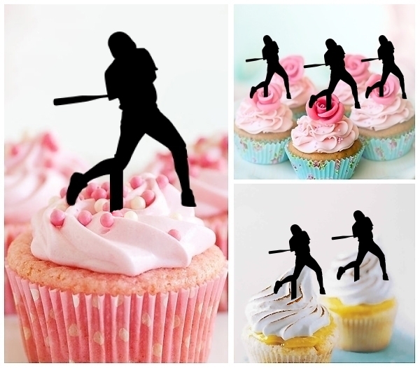 Laser Cut Baseball Batter cupcake topper