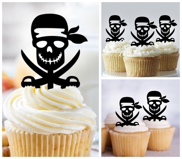 Laser Cut Pirates Skull cupcake topper