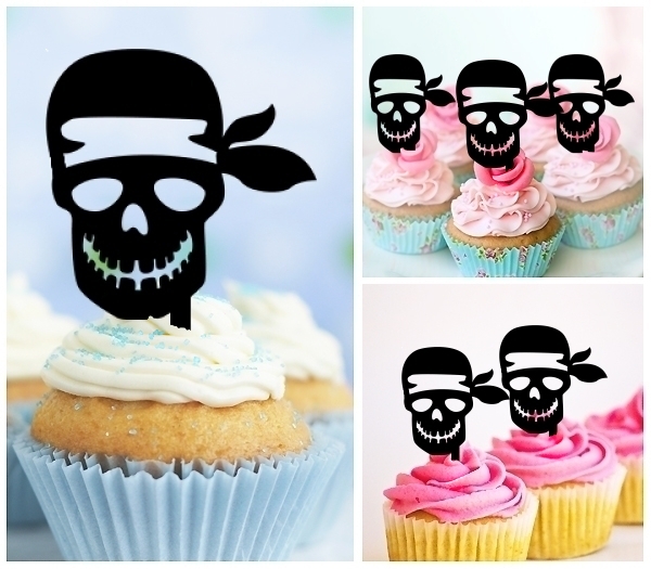 Laser Cut Pirate Skull cupcake topper