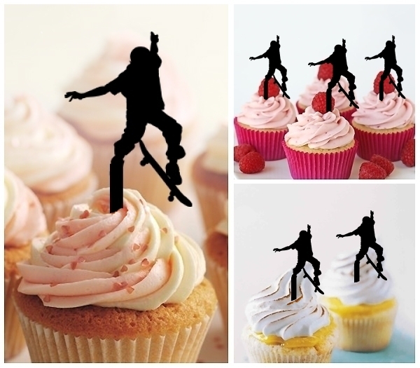 Laser Cut Skatboard Boy cupcake topper