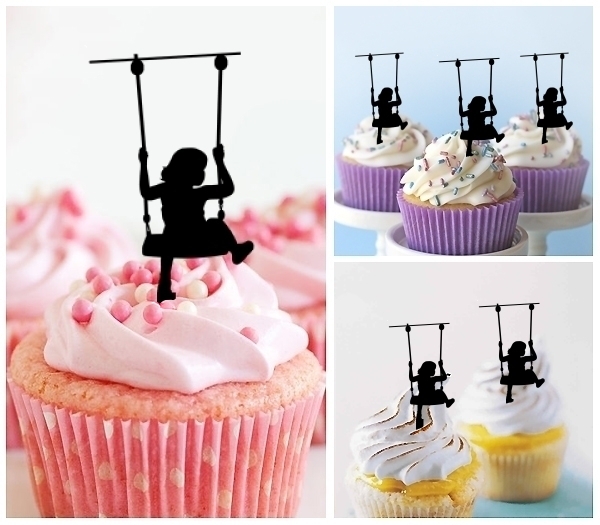 Laser Cut Kid and a Swinging Chair cupcake topper