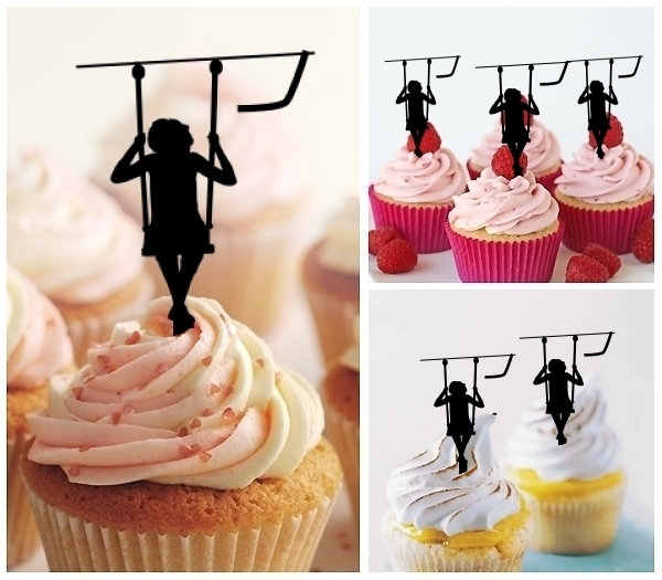 Laser Cut Kid and a Swinging Chair cupcake topper