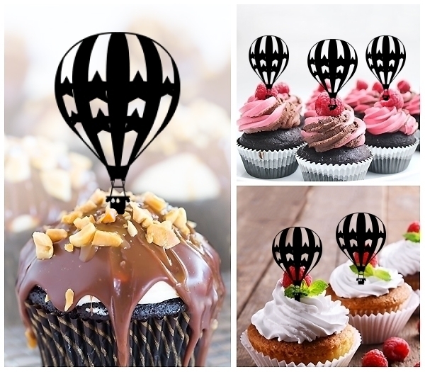 Laser Cut Hot Air Balloon cupcake topper