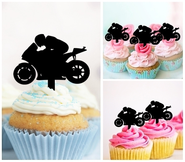 Laser Cut Motorcycle Racing Sport cupcake topper