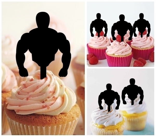 Laser Cut Strong Muscle Bodybuilding cupcake topper