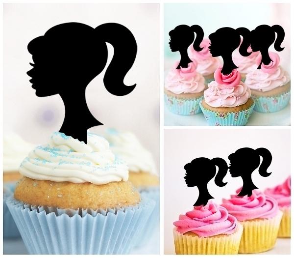 Laser Cut Ponytail Girl cupcake topper