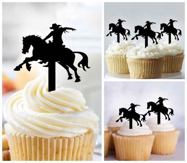 Laser Cut Cowboy Riding cupcake topper