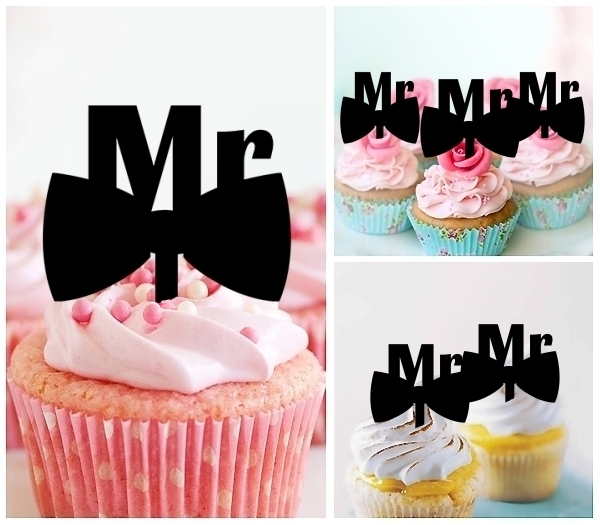 Laser Cut Mr Wedding Tuxedo cupcake topper