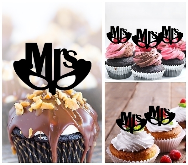 Laser Cut Mrs Wedding cupcake topper