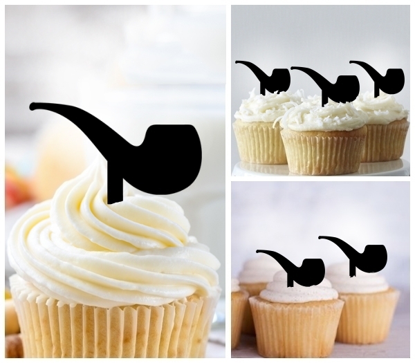 Laser Cut Black Tobacco Pipe cupcake topper