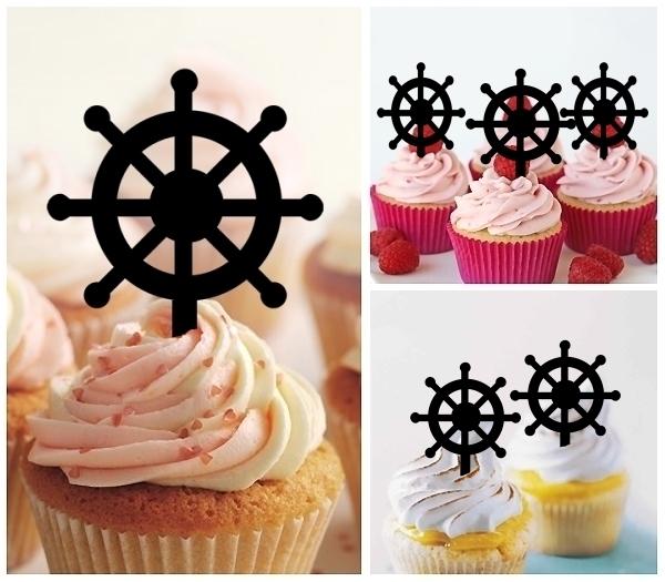 Laser Cut Helm Ship Wheel cupcake topper