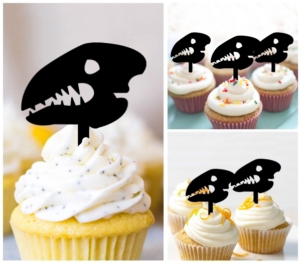 Laser Cut Dinosaur Skull Fossil cupcake topper