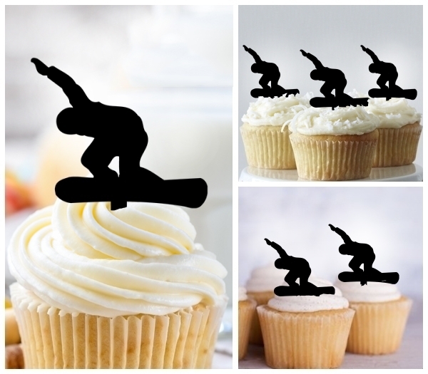 Laser Cut Snowboard Snowboarding cupcake topper