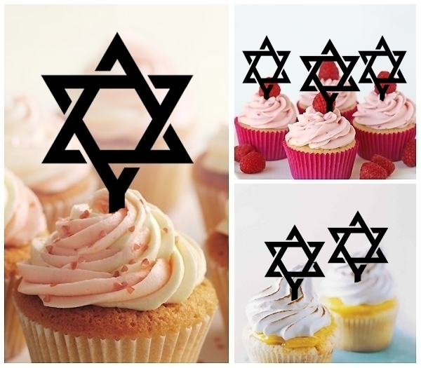 Laser Cut Star of David cupcake topper