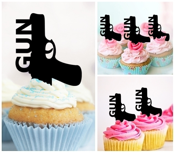 Laser Cut Gun cupcake topper