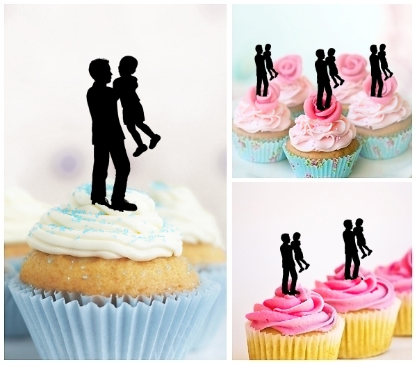 Laser Cut Daddy and Son cupcake topper