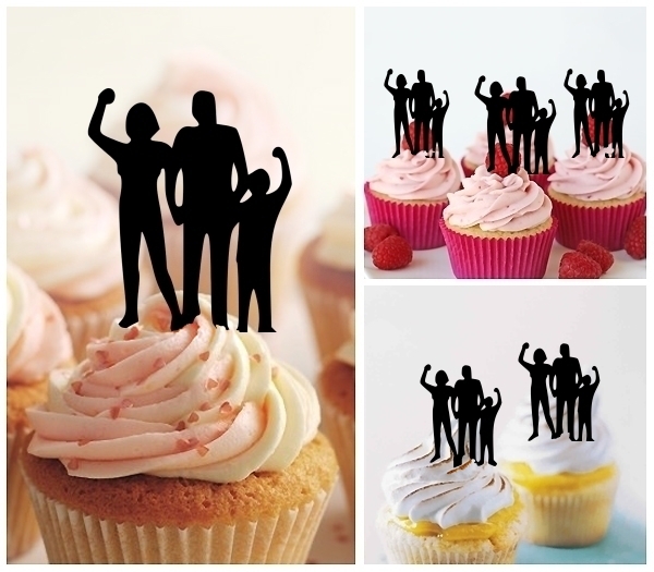 Laser Cut Family Cheering cupcake topper